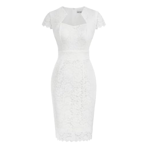 GRACE KARIN Ladies Lace Dress White Wedding Guest Above Knee Elegant Evening Semi Formal Dresses M