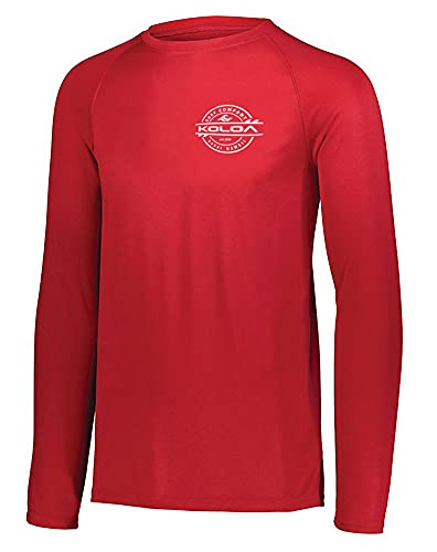 Koloa Surf Mens Thruster Logo Long Sleeve UPF 50 Rash Guard-XS-Red/w