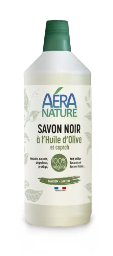 Aera Nature - Savon Noir Liquide à l’Huile d’Olive et Coprah - 100% Végétal, Multi-Usages - Fabrication Française - 1 L Cover