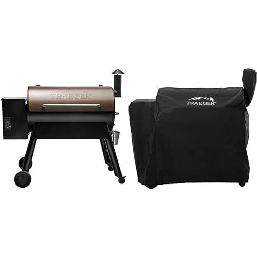 Traeger Pro 34 Electric Wood Pellet Grill and Smoker (884 Sq In, 450°F Max) with Full-Length Grill Cover Bundle