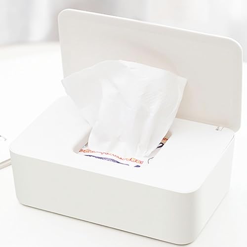 DXIA Tissue Box Case, Baby Nappy Wet Wipes Dispenser, Tissue Storage Box Case with Lid Dustproof, Large Tissue Storage Box Nappy Wipes Case with Lid, Keeps Wipes Fresh for Home Office Desk