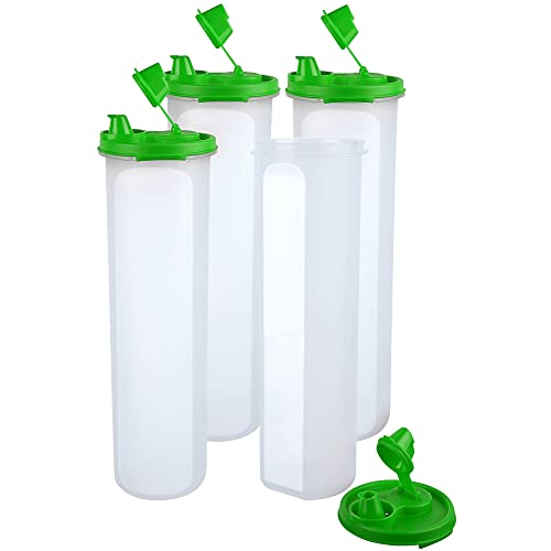 Image of Cutting EDGE 1.1 litres Smart Slim Oil Dispenser Airtight Green (Set of 4) | BPA free food grade plastic material, recommended for storing oil, vinegar, Water, sauces, juice, kitchen Storage