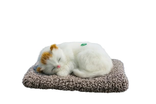 Image of Cute Sleeping Cat Soft Toy, White, Medium