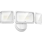 LEPOWER 42W Flood Lights Outdoor - 4200LM Bright LED Security Lights Outdoor with 3 Heads, Switch Controlled Exterior Flood Light & 220° Wide Angle, IP65 Waterproof for Garage, Yard, Porch (White)