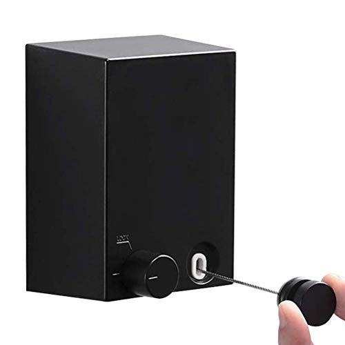 Image of Homeme Retractable Clothesline Indoor Outdoor, ABS Case+Aluminum Clothes Drying Wire Rope with Adjustable 4.2m Stainless Steel Line, Maximum Load 20kg, Invisible Wall Mounted Laundry Drying Rack-Black