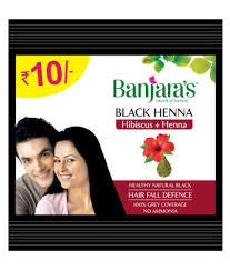 Banjaras Black Henna with Hibiscus Hair Colour, 9g Pack of 10