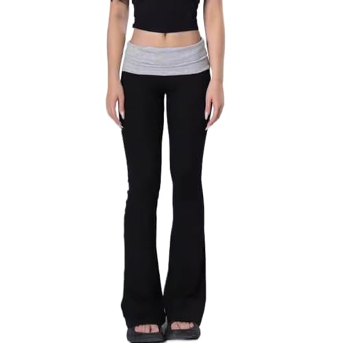 Flare Leggings Fold Over Pants Cute Yoga Pants Coquette 2000s
