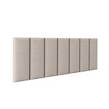 Cabeceira Cama Box Casal Kit C/ 7un Modulos Estofados Adesivo (Bege)