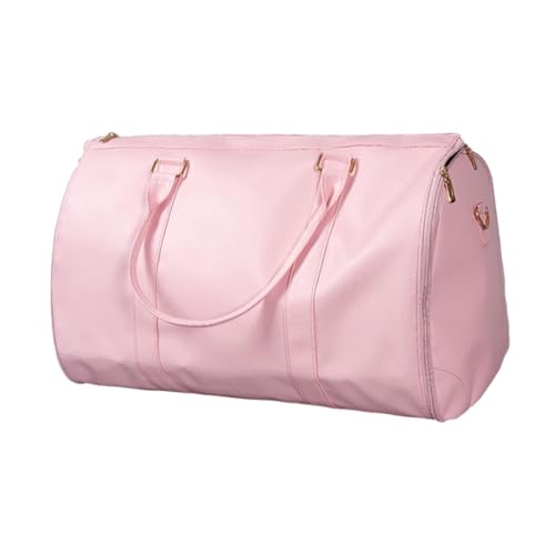 Leather Duffle Bag Overnight Bag Large Capacity Weekender Bag for Men Women, Pink