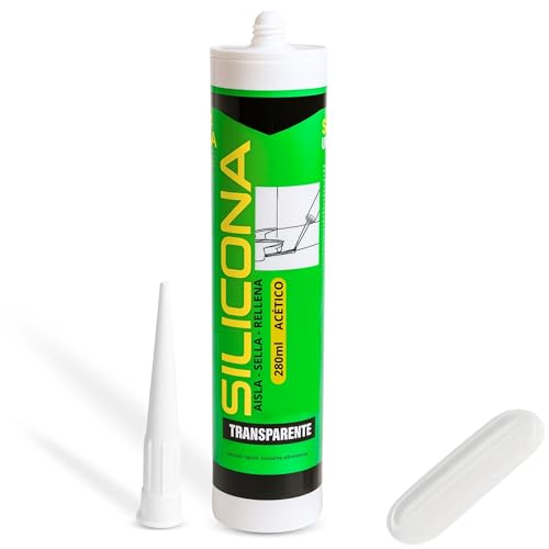 Silicona Universal, Silicona Multiusos, Sellador Universal Profesional, Apto Para Sellar Superficies No Porosas Y Con Contacto Con Agua, Incluye Cánula, Contiene 280 Ml, Color Transparente