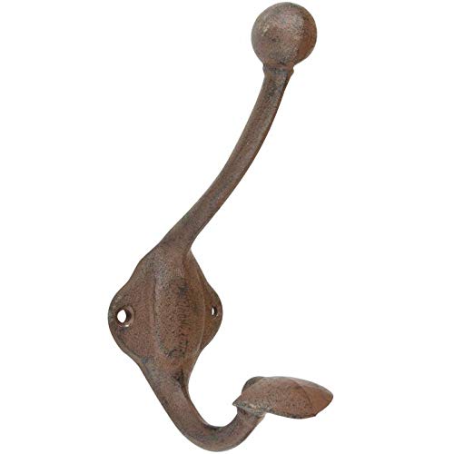 L'Héritier Du Temps Patère Porte Manteaux Murale ou Porte Serviettes avec 2 Crochets en Fonte Patinée Marron 6x8,3x17,2cm