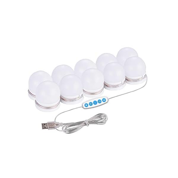 QYH Led Spiegelleuchte,10 Dimmbar Schminklicht,Make Up Licht,Spiegellampe,USB-Kabel Schminklampe für Schminktisch…