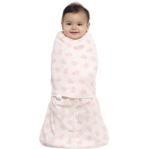 Image of HALO 100% Cotton Sleepsack Swaddle, 3-Way Adjustable Wearable Blanket, TOG 1.5, Watercolor Rose Toss Blush, Newborn, 0-3 Months