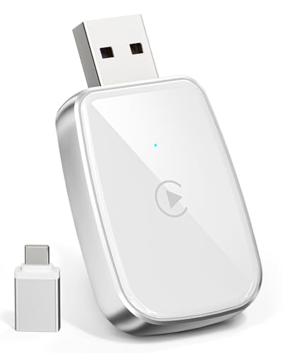 Image of Wireless CarPlay Adapter for Apple iPhone, Convert Wired CarPlay to Wireless, Mini Size with USB-A to USB-C Adapter, Stable Control & No Delay Latency, White