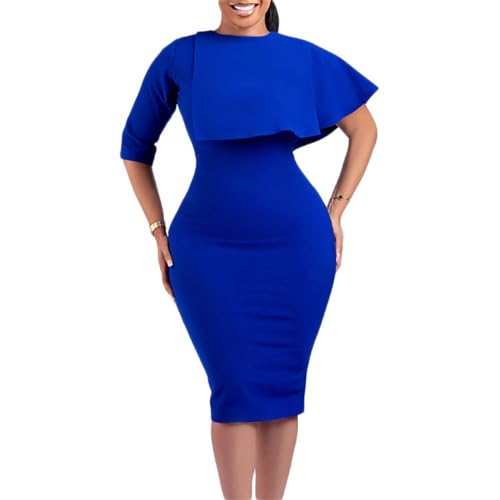 Useagrey Women's Wear to Work Pencil Dress Business Professional Midi Dress Short Sleeve Bodycon Party Dress