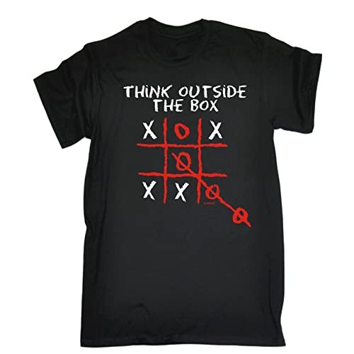 Aisili Think Outside The Box Mens T-Shirt Tee Birthday Sarcastic Clever Ironic Funny Black M
