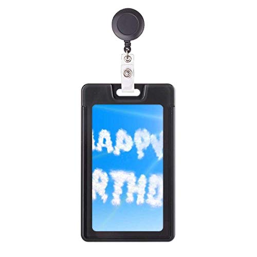 Porte-badge rétractable au bureau avec motif ciel nuageux et message festif