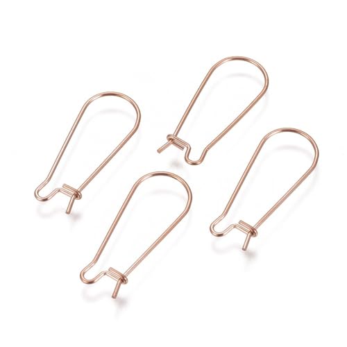 Image of Kidney Hooks for Earring Jewellery Making (Pack of 10Pairs) (15x38mm, Rose Gold)