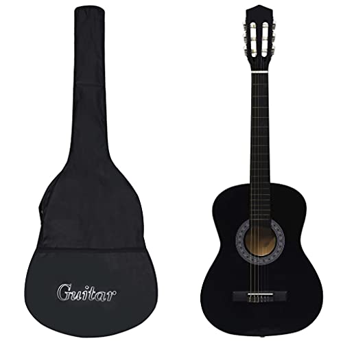 vidaXL Klassikgitarre für Anfänger mit Tasche Gitarre Gitarrentasche Gitarrenhülle Anfängergitarre Musikinstrument Saiteninstrument Schwarz 3/4 36'
