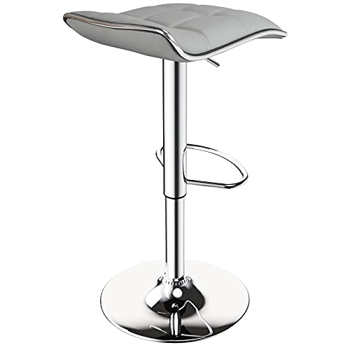 Ergodesign Bar Stools Set Of 2, Square Backless Adjustable Bar Stools, Swivel Bar Stool, Barstools Set Of 2 (Light Grey) #TOP5