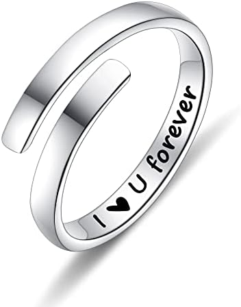 Yesteel 925 Sterling Silver Rings for Teen Girls Adjustable Hug Rings Romantic I Love You Gifts for Her Wife Girlfriend Women Valentines Day Gifts