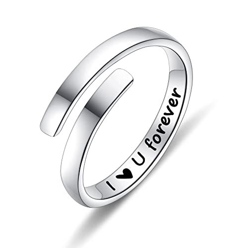 Yesteel 925 Sterling Silver Rings For Teen Girls Adjustable Hug Rings Romantic I Love You Gifts For Her Wife Girlfriend Women Valentines Day Gifts #TOP3