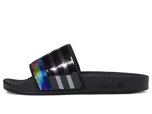 adidas Adilette Slide Sandal, Black/Silver Metallic/Supplier Colour, 7 US Unisex Big Kid4