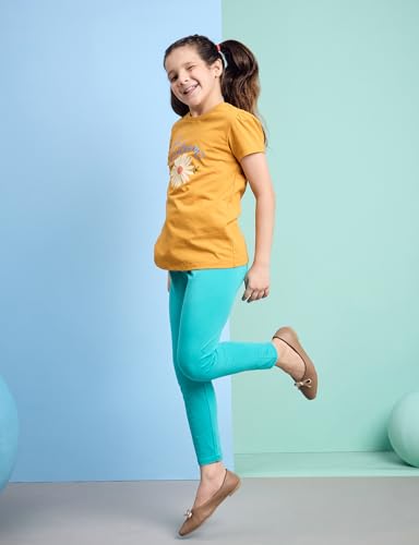 Image of Amazon Brand - Symbol Girl's Cotton Jersey Stretchable Leggings | Ankle Length | Aged 2-14 Years