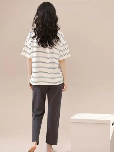 Image of Louis Luxe Womens Korean Night Dress || Full Pyjama Set || Korean Nightsuit ||Women Nightwear ||Round Neck Full Sleeve Nightsuit || Loungewear || Everyday Nightdress (ND-12)