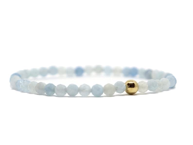 Bracelet en aigue-marine naturelle 4mm pour homme et femme