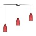 3 Light Pendant In Satin Nickel And Fire Red Glass 502-3L-FR by Elk Lighting
