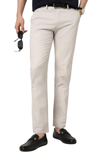 Peter England Men's Mid Rise Slim Casual Pants (PCTFSSSPA79395_Grey, 34