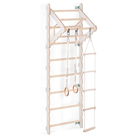 MAMOI® Kids climbing wall | Climbing ladder Swedish wall Swedish ladder (XXL/XL) Yarnwood | Gorilla gym kids indoor | Climbing frames for children | Kids indoor gym | 100% ECO | Made in EU Cover