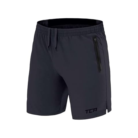 TCA Elite Tech Gym Shorts Men Athletic Shorts Workout Running Shorts for Men with Zip Pockets - Smoke Gray, Large Cover