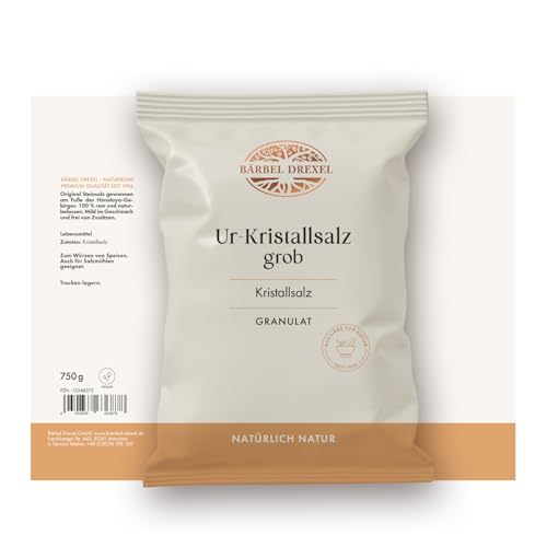 Foto von BÄRBEL DREXEL® Rosa Kristallsalz (Tiefebenen Rand Himalaya) Grob, Granulat, Mühlensalz, Natursalz (750g) 100% Veganes Speisesalz, Für Feinschmecker, Reines Steinsalz, Ur-Salz