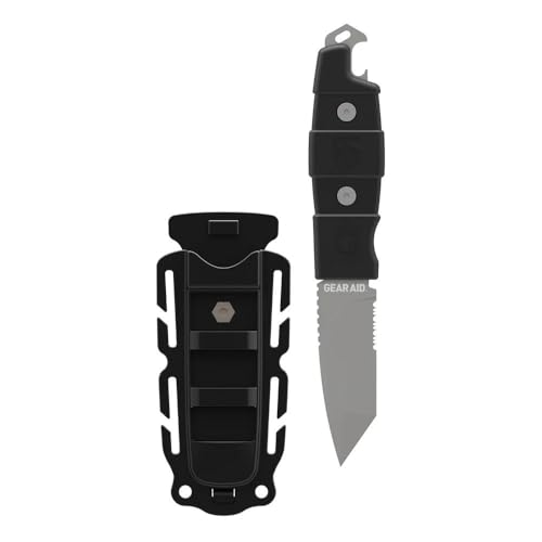 GEAR AID Kotu Tanto Fixed Blade Knife for the Outdoors with Quick Release Sheath, Titanium-Coated 3” Blade, Black