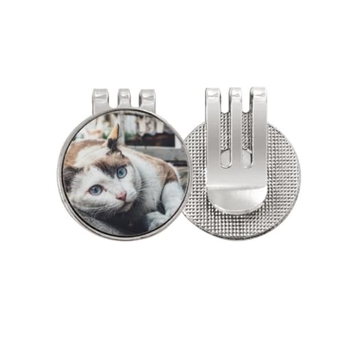 Marqueur de balle de golf chat émail anti-perte avec clip chapeau aimanté