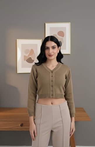 Image of Women Winter Wear V-Neck Full Sleeves Regular Fit Woollen Blouse