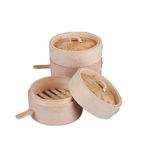 COOLHIYA Wooden Chinese Steamer Basket Round Steamed Rack with Lid for Cooking Dumplings Buns Dessert Nutrient-retaining Steam Cooking for Asian Dim Sum and Vegetables