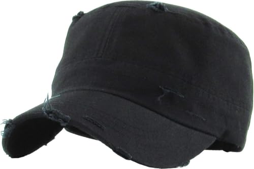 Image of Vintage Distressed Cadet Army Cap Basic Everyday Military Style Hat
