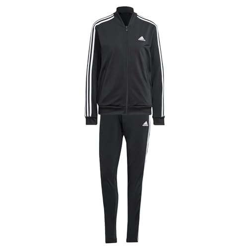 adidas Damen Essentials 3-Streifen Trainingsanzug, Black/White, M