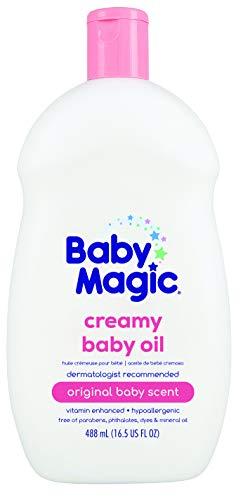 Baby Magic Creamy Baby Oil | 16.5oz | Coconut Oil & Camelia Oil | Free of Parabens, Phthalates, Sulfates and Dyes