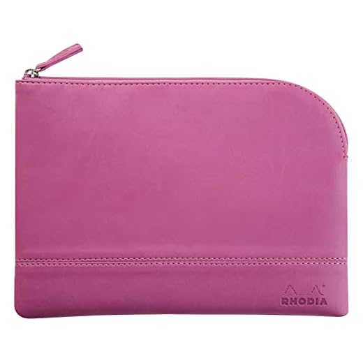 Rhodia 116641C - Rhodiarama pochette zippé en simili cuir italien - taille M (16x22 cm) LILAS