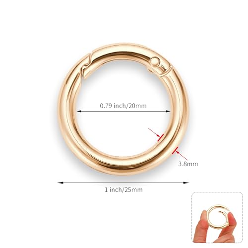 Image of Gkeygo Key Ring Clip, 4 /5 Inch Keychain Rings, 8 Pack Round Carabiner Clip for Keys, Buckle, Bags, Purses - Key Chain Hooks Replacement Keychains Lanyard DIY Crafts, Light Gold