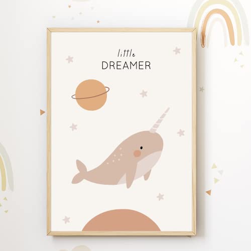 MeinBaby123 Plakat do pokoju dziecięcego, zestaw 4 sztuk DIN A4, obrazy ścienne, do pokoju dziecięcego, astronauci, dekoracja do pokoju dziecięcego, plakat ścienny premium (V5 słodkie zwierzęta - astronauci)
