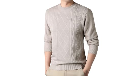 Men's Casual Vintage Crew Neck Long Sleeve Knitted Solid Color Sweater