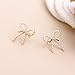 BXDA Gold Bow Pearl Stud Earrings for Women, Trendy Dainty Double Bow Pearls Earring Wedding Prom Christmas Fashion Accessories Jewelry Gift