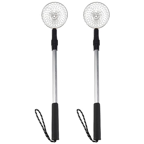 Kqcibz 2PCS Beach Scoop Beach Shovel Extra Long Telescoping Shovel for Beachcombing Collect Seashell Rocks Sifting, Black&Silver