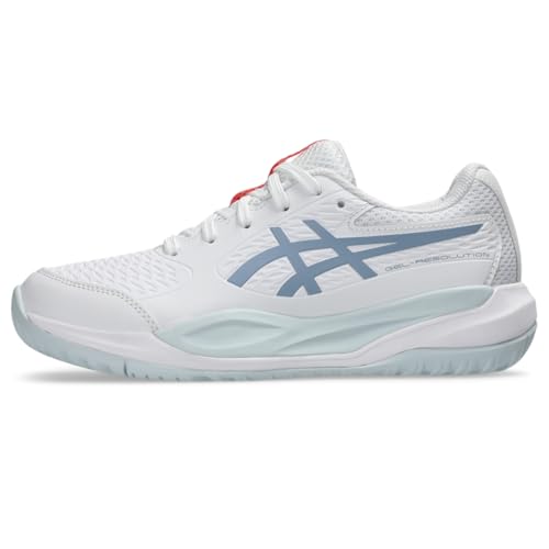 ASICS Tênis infantil Gel-Resolution X GS, Branco/cinza e azul, 6.5 Big Kid