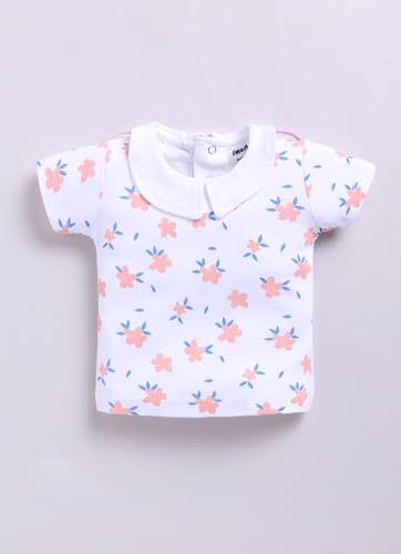 Image of Smart Baby Dungaree Set for Baby Girls 0-12 Months | Cotton Romper with T-Shirt | Soft & Breathable Fabric | Snap Button Closure for Easy Diaper Change